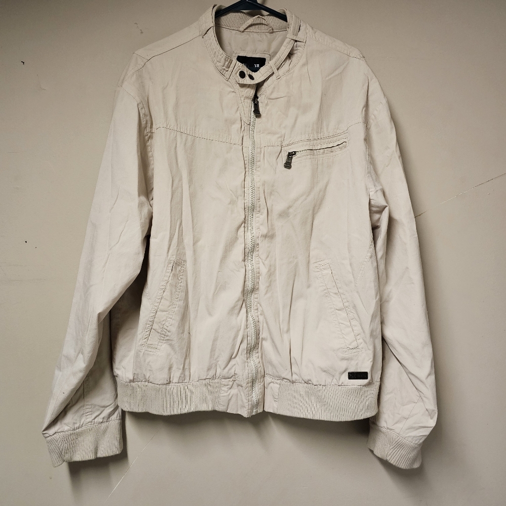 Moto Men’s Cream Zip-Up Jacket – Size Large – Cotton Shell